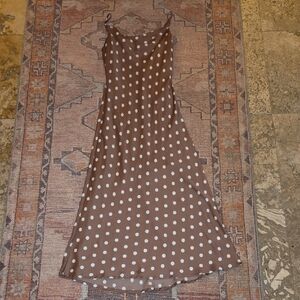 Altar'd State  Brown and cream Polka Dot slip Dress
